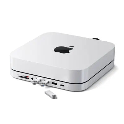 Satechi Stand & Hub For Mac Mini/Studio With NVME SSD Enclosure (Silver) - Digital3d.com.au